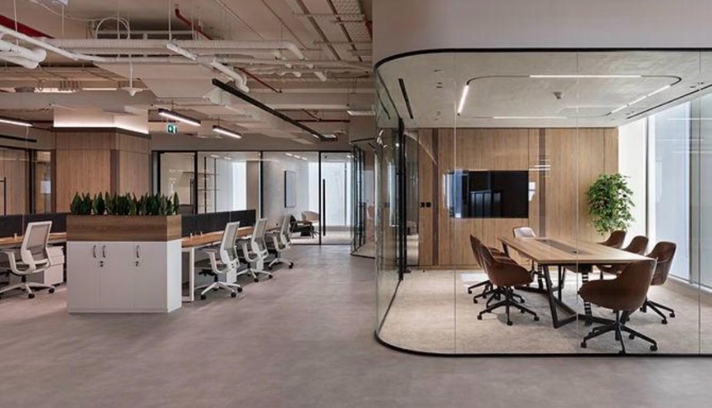 Modern commercial office space with glass walls — Modnest commercial project