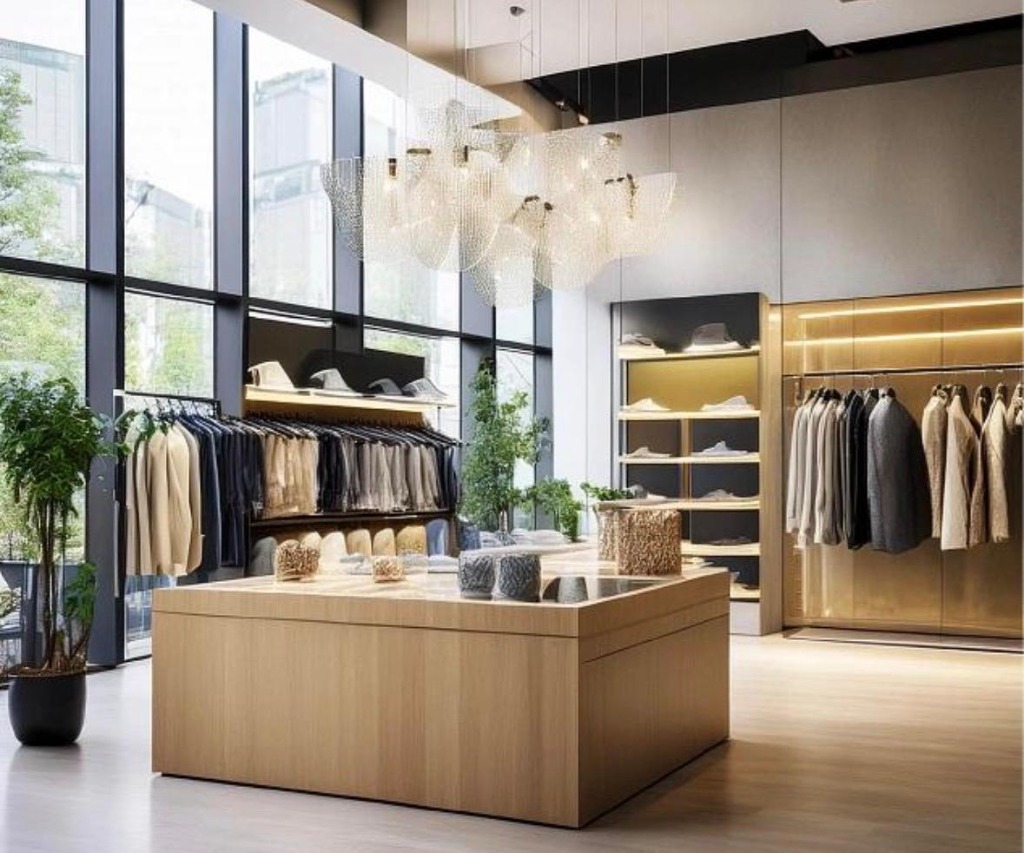 Premium retail store interior with modern lighting — Modnest commercial project