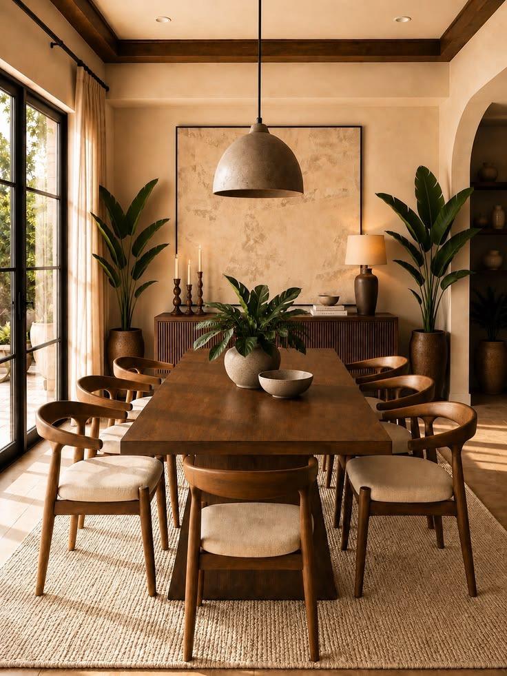 Luxury dining room with circular ceiling lights — Modnest residential project
