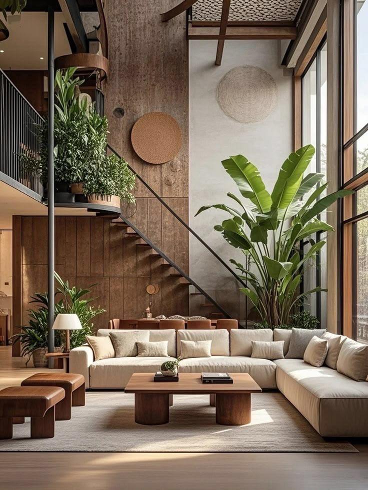 Balcony relaxation space with tropical plants — Modnest residential project